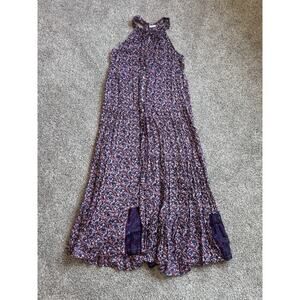 Poupette St Barth Gauze Floral Maxi Swimsuit Cover Sheer Medium Purple Dress